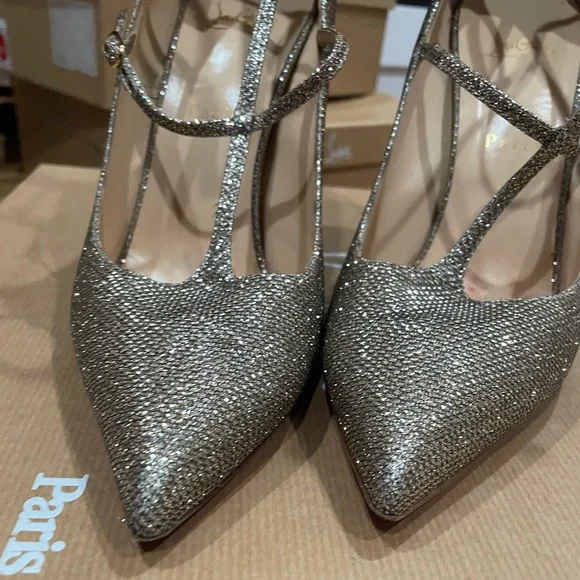 Christian Louboutin TOERLESS MUBE 100 GLITTER LUMINOR EU 40.5 - Picture 2 of 11